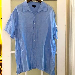 J.Ferrar Light Blue Linen Button Down Top